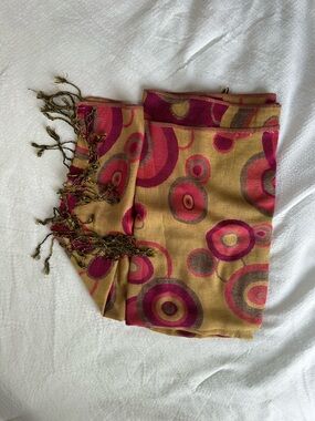 Pink Toned Circle Pattern Pashmina Scarf